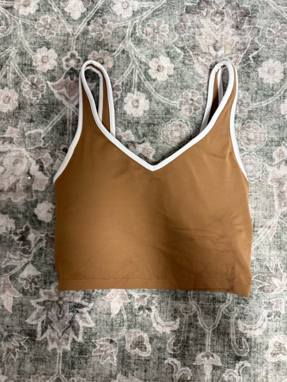 Aerie Brown Sports Bra with White Trim